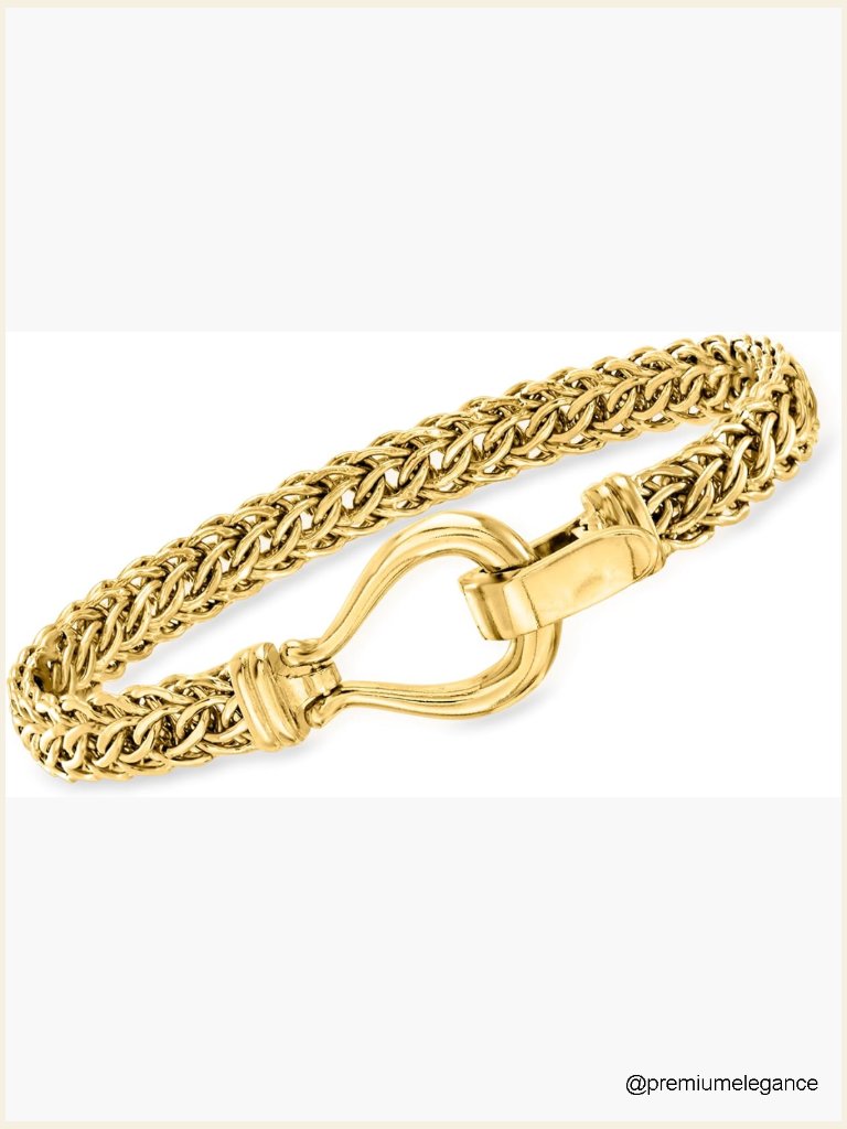 18kt Gold Over Sterling Silver Link Bracelet 7mm Foldover Clasp